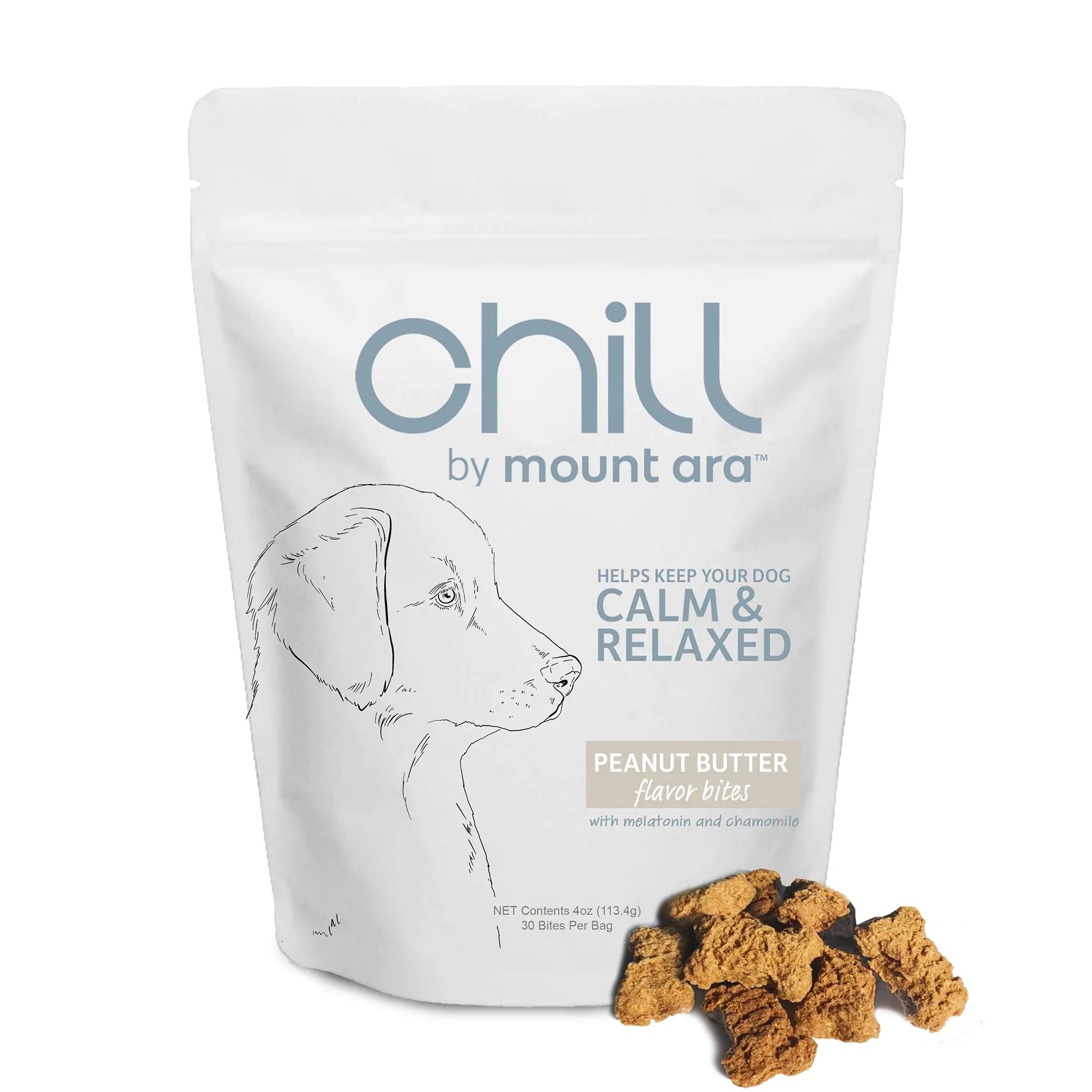 Chill, Peanut Butter Chamomile & Melatonin for Dogs Natural Dog Treats 4 oz
