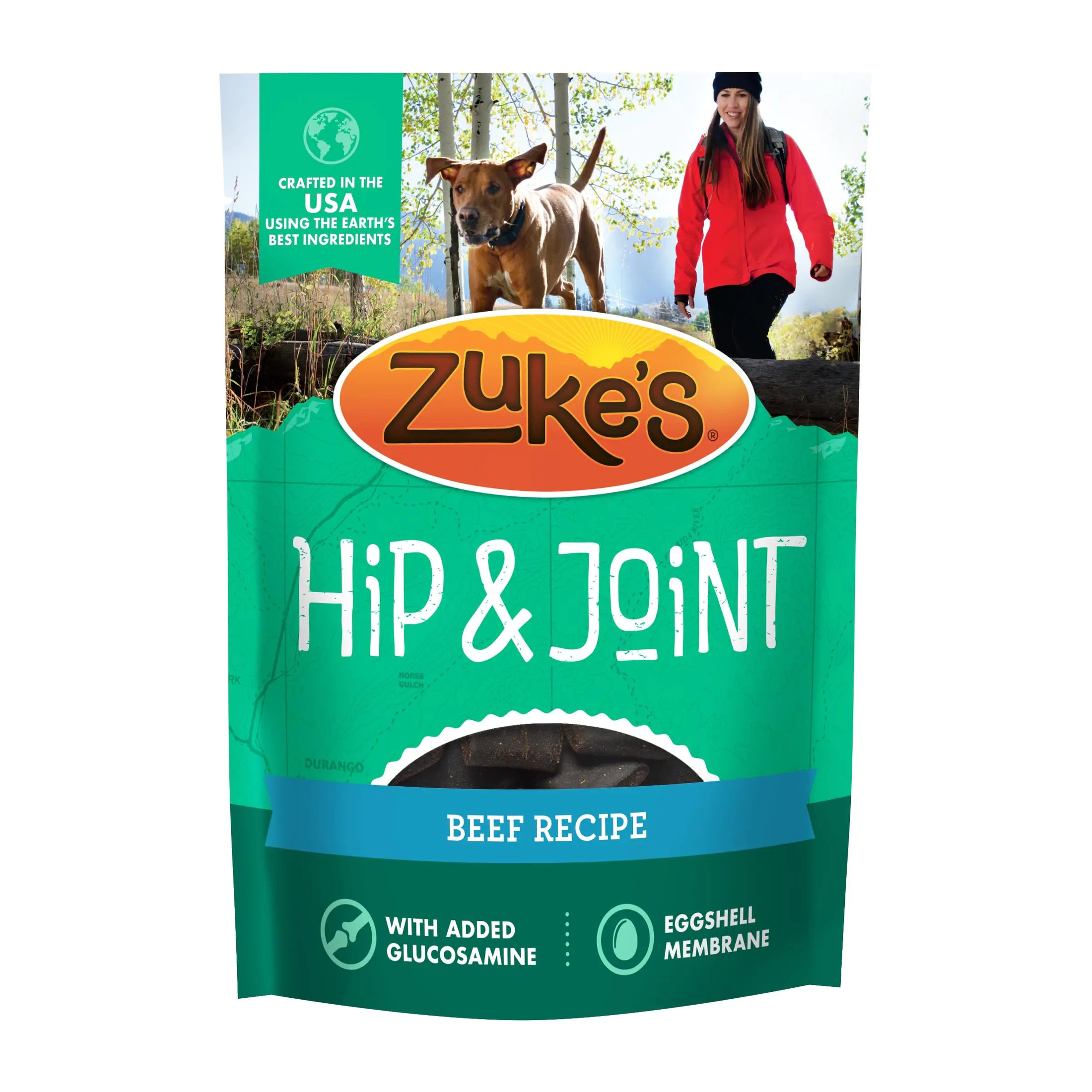 Zukes Hip and Joint Support Dog Treats for Adult Dogs Senior Dog Treats Made with Real Beef 16 oz. Resealable Pouch - 6 oz. Bag